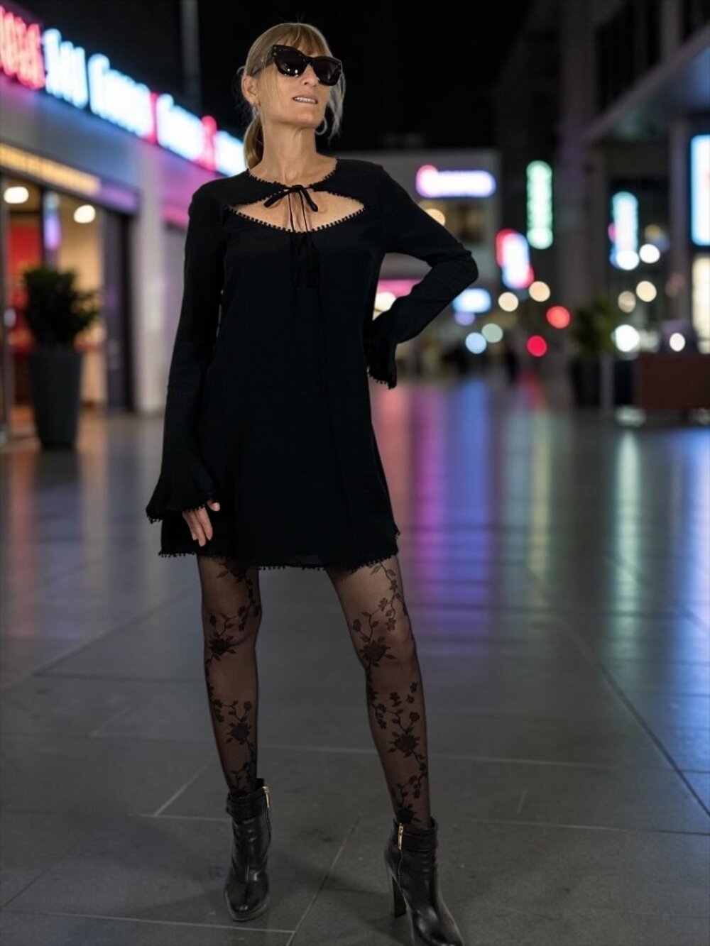 For Love And Lemons Josephine Swing Dress S Black Long Sleeve Mini